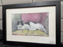 Buy Watercolour Painting By J Dunmore Of A Cat 24.5 X 33.5 Cm  • 25£