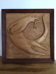 Buy Vintage Hand Crafted Wooden “Otter Catching A Fish” Framed Picture Suffolk  • 17£