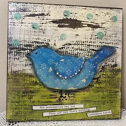 Buy Bluebird Of Happiness 12”x12” Wooden Wall Art By Cassandra Cushman. • 20.66£