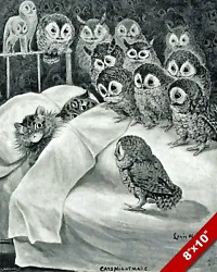 Buy Louis Wain Cat Nightmare Owl Bird Painting Real Canvas Art Print • 14.21£
