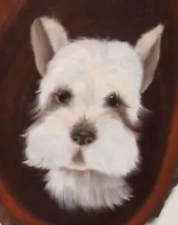 Buy Ki White Scottish Terrier Dog Large Wooden Painting Dated 1986 • 66.14£