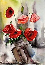 Buy Mourning Poppies Painting War Watercolor Original Art Pray For Ukraine Artwork • 46.01£