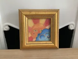 Buy Vintage Sun & Cloud Hand Painted Silk Frame Picture 14.5cm Immaculate • 9.99£