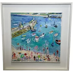 Buy Expressionist Oil Painting St Ives Smeaton's Pier Beach Cornwall By Linda Weir • 4,280£