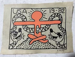 Buy Keith Haring Painting On Paper (handmade) Signed And Stamped Mixed Media • 61.93£