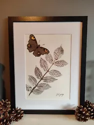 Buy Original Painting 'The Botanical Series' Framed, Signed, Ooak, Nature, Butterfly • 25£