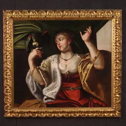 Buy Antique Portrait Lady With Parrot Painting Oil On Canvas Artwork 18th Century • 11,200£
