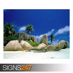 Buy LA DIGUE ISLANDS (3293) Beach Poster - Picture Poster Print Art A0 A1 A2 A3 A4 • 1.10£