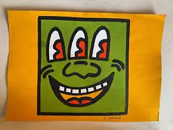 Buy Keith Haring Painting On Paper (handmade) Signed And Stamped Mixed Media • 66.84£