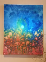 Buy 'Coral Blooms' Original Handmade Unique Fluid Art Acrylic Painting 41x51 Cm • 85£