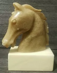 Buy Vintage Stone Beige Onyx/ Marble Horse Head On Cream Base, Heavy Statue Figurine • 29.99£