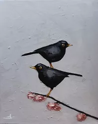 Buy Black Bird Oil Painting Vivek Mandalia Impressionism Original 16x20 Collectible  • 325£