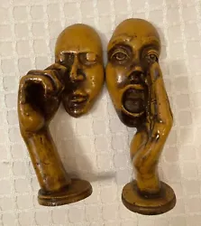 Buy  Abstract Face With Hand Sculptures, (set Of 2) Decorative, Resin, Pre-Owned • 40.52£