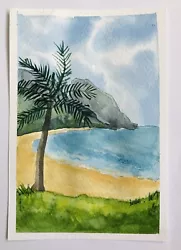 Buy FREE P&P Original Watercolour Painting Paradise Island 6”x 4” • 3.10£