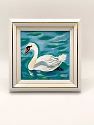 Buy Swan Original Oil Painting FRAMED Bright Realism Bird Lake Art Sale • 50£