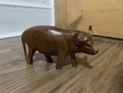 Buy Antique HAND CARVED  WOOD OX WATER BUFFALO SCULPTURE STATUE • 25£