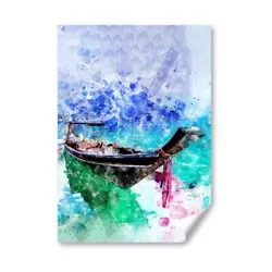 Buy A4 - Thai Boat Thailand Painting Art Poster 21X29.7cm280gsm #21267 • 4.99£