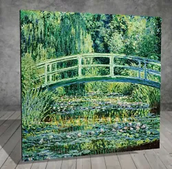 Buy Claude Monet  Japanese Bridge Landscape FLOWER CANVAS PAINTING SQ 193 • 13.84£