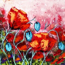Buy Abstract Poppy Art Impasto Textured Poppies Painting On Canvas Made To Order • 80.20£