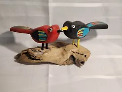 Buy 1999 Jean-Marc Poirier Folk Art Carving Two Birds On Driftwood Signed & Dated • 66.15£