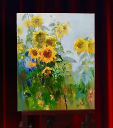 Buy Signed Oil Painting “Sunflowers” 🌻 ,  Floral Artwork By Nuri Alieva 油画 Flower • 566.05£