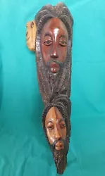 Buy Rasta Man Face Carving Large (L66cm) From Jamaica. Made Of Wood. • 30£