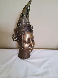 Buy Bronze African Benin Queen Mother Head Sculpture 13  • 378.89£
