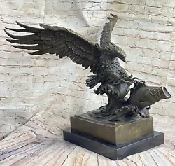 Buy Huge Bronze Sculpture Of American Eagle And Fish By Milo - Striking Art Piece Fo • 877.84£