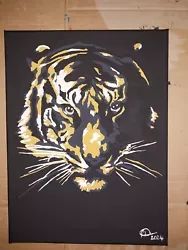 Buy Tiger, Tiger. Hand Painted 12 ×16  Stretched Canvas. • 50£