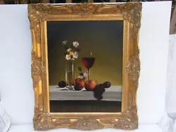 Buy Mike Woods (British B.1967) Still Life Of Fruit And Wine Oil On Canvas • 395£