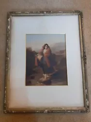 Buy Antique Gold Gilt Gesso Frame Water Colour? Painting Print Picture Fish Catcher • 149£