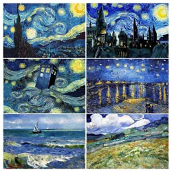 Buy Diamond Painting DIY 5D Van Gogh Starry Night Cross Stitch Kit Abstract Wall Art • 54.13£