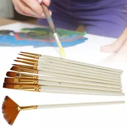 Buy 10Pcs Paint Brush Nylon Hair Wood Rod Fan Shape Watercolor Painting Supplies GS0 • 6.06£