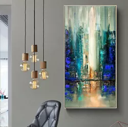 Buy Home Decor Large Hand-painted Oil Painting Abstract City 120cm Unframed • 30.54£