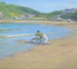 Buy Steven Jones (Welsh) - Original Oil Painting - Figures On A Beach. • 595£