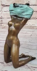 Buy Erotic Nude Real Bronze Statue Sculpture Sexy Girl Holding Up Her Dress Gift NR • 204.57£