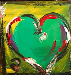 Buy GREEN HEART  SUPERB PAINTING  Abstract Pop Art  STRETCHED   Canvas Gallery • 104.82£