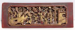 Buy Unknown, Chinese, Three Figures In Flowers, Painted Hand-carved Gilt Wood Relief • 2,003.25£