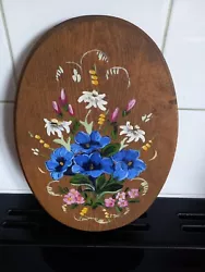 Buy Vintage Flower Painting On Wood Signed • 9.99£