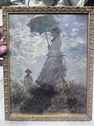 Buy VTG Gold Wood Gilt Framed Print Art Claude Monet Woman With A Parasol • 24.81£