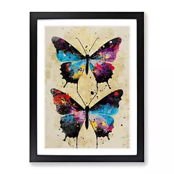 Buy Butterflies Paint Splatter No.1 Wall Art Print Framed Canvas Picture Poster • 24.95£
