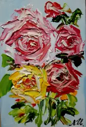 Buy Oil Painting. Beautiful Bouquet Of Roses. Abstraction. Modern Stylish Wall Art. • 29.35£