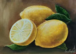Buy Lemon Art. Original Oil Painting, Yellow Lemon, Minimalistic Still Life Artwork • 39.31£