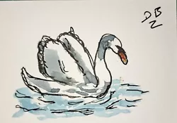 Buy ACEO Original Bird Painting Of The Swan • 1.70£