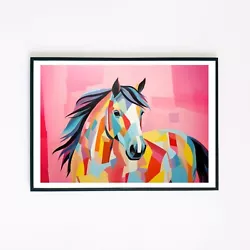 Buy Abstract Colourful Horse Painting Illustration 7x5 Retro Wall Decor Art Print  • 3.95£