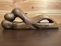 Buy Modernist Hand Carved Abstract Organic Sensual Lovers Wooden Sculpture 26cm • 45£