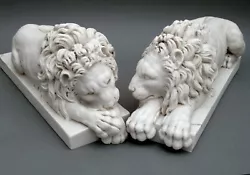 Buy Chatsworth Lions - One Pair Of Marble  Sculptures Made In England • 140£