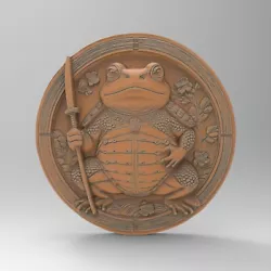 Buy Coin Shaped Frog Samurai STL 3D Printable File Carving For CNC Router Printer • 2.32£