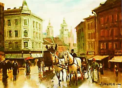 Buy Old European City Street Scene / Horse/ RainyDay/ LE Print Of Original Painting • 4.10£