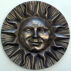Buy Winking Sun Face Wall Plaque Sculpture In Cold Cast Bronze • 30£